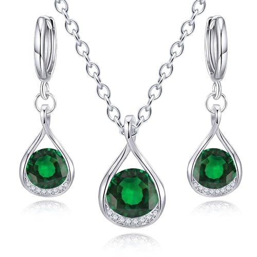 IFKM Silver Jewelry Sets For Women Rhinestone Pearl Crystal CZ Choker Necklace Earrings Bracelets Set For Bridal Bridesmaid Accessories Wedding Prom Anniversary Birthday Gifts - color: Green