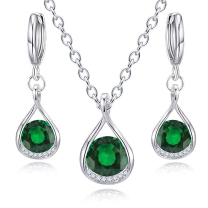 IFKM Silver Jewelry Sets For Women Rhinestone Pearl Crystal CZ Choker Necklace Earrings Bracelets Set For Bridal Bridesmaid Accessories Wedding Prom Anniversary Birthday Gifts - color: Green