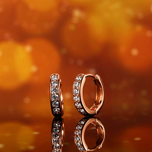 Barzel 18K Gold Plated Cubic Zirconia Huggie Cuff Earrings For Women - color: Rose Gold Round