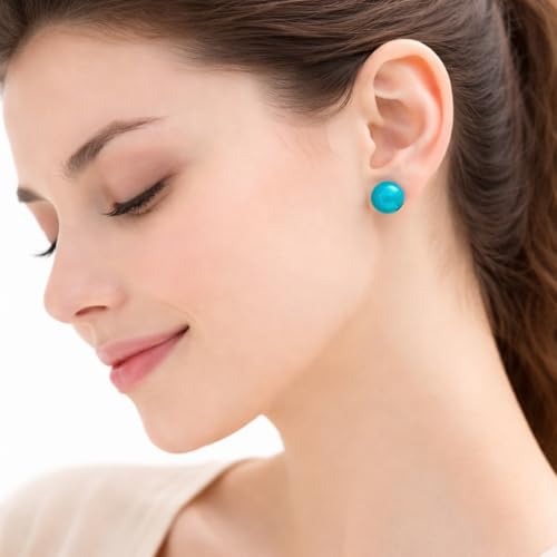 Pearl Stud Earrings Multicolor Shell Beads Pearl Hypoallergenic Stud Earrings Ocean Shell Pearl Jewelry - color: Blue