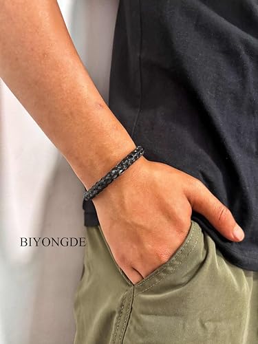 Stainless Steel Braided Cable Cuff Bangle Bracelet, Adjustable, Mens Womens, Minimalist - color: Black