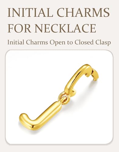 OVRUNS Initial Charm for Women Letter Bracelet Necklace Charms With Clasp | Alloy,nickel,safe for sensitive skin,Pendant with install clasp,fits bracelets with necklaces,great for gift - color: Gold, style: Letter J