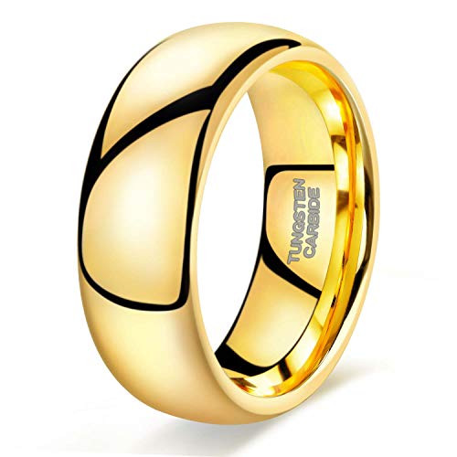 TRUMIUM 2mm 4mm 6mm 8mm Tungsten Wedding Band Ring for Men Women Silver/Rose Gold Plated/Rainbow/Gold Plated Domed High Polish Engagement Promise Rings Comfort Fit 4-15 - color: 8mm 24k gold plated