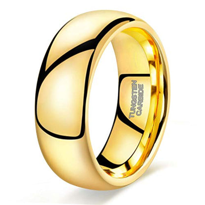 TRUMIUM 2mm 4mm 6mm 8mm Tungsten Wedding Band Ring for Men Women Silver/Rose Gold Plated/Rainbow/Gold Plated Domed High Polish Engagement Promise Rings Comfort Fit 4-15 - color: 8mm 24k gold plated