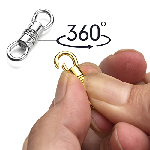 Zpsolution Swivel Bails for Pendants, Dual Ended Connecter Charm | Charm Attachment Clasp, Double Sided Clip Necklace, Double Carabiner Necklace Fastener, Swivel Dog Clasp - color: 2 Glod 2 Silver
