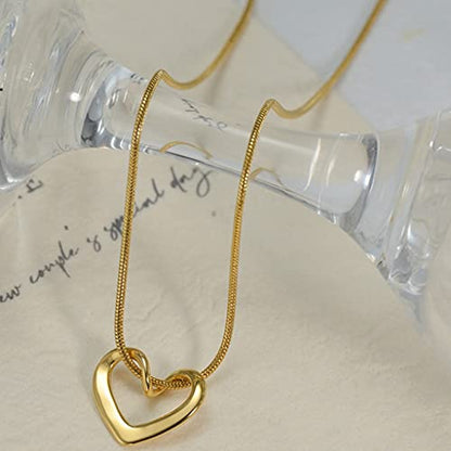 Jude Jewelers Stainless Steel Open Heart Charm Wedding Statement Birthday Holiday Pendant Necklace - color: Gold