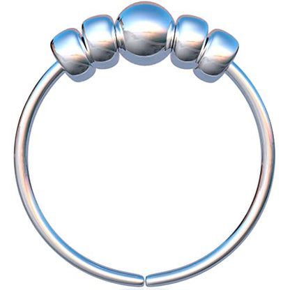 925 Sterling Silver & 14K Gold Filled Nose Ring Hoop Handmade Piercing Jewelry For Women - 24 Gauge 2mm,7mm Tiny Nose Ring with Opal - Gift Ready - color: 5 silver beads