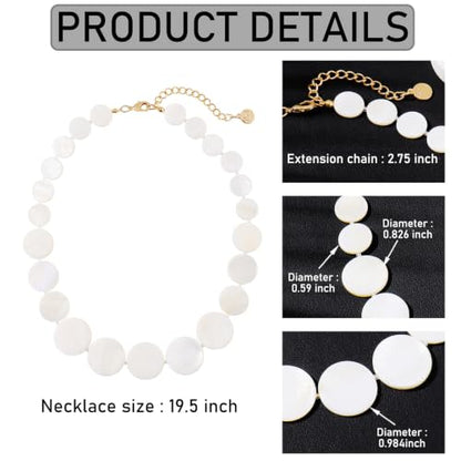 Firstmeet Boho Round Shell Necklace Old Money Style Strand Seed Bead Collar