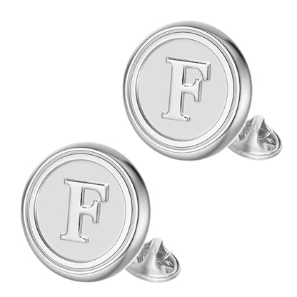 Initial Letter Pins A-Z Men Classic Brass 26 Alphabet Badge for Business & Wedding Shirt - color: Silver, style: Letter F