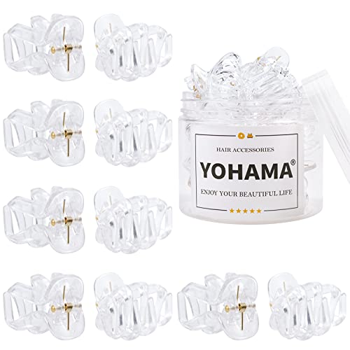 YOHAMA 10pcs Clear Medium Small Octopus Claw Clips Women Thin to Thick Hair | Durable Jaw Clamp Styling Small Pony, Hold Half Bun Tightly, Non-Pulling or Snagging, Multifunction, Clamp Gift - color: B-Clear