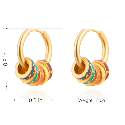 Milan Chiva 14K Gold Plated Small Huggie Dangle Earrings | Lightweight Trendy Heart Dainty Jewelry Hypoallergenic Chunky Gold Hoops Earrings Jewelry Mothers Day Gift for Women - color: C-Gold