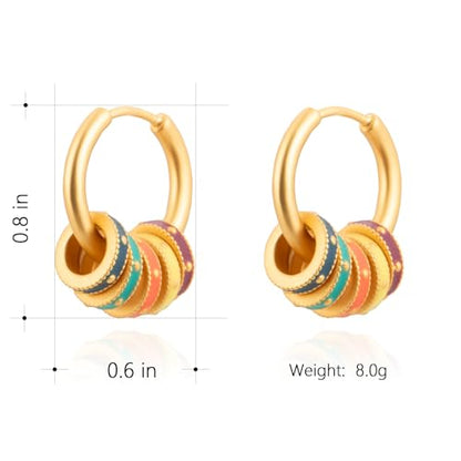 Milan Chiva 14K Gold Plated Small Huggie Dangle Earrings | Lightweight Trendy Heart Dainty Jewelry Hypoallergenic Chunky Gold Hoops Earrings Jewelry Mothers Day Gift for Women - color: C-Gold
