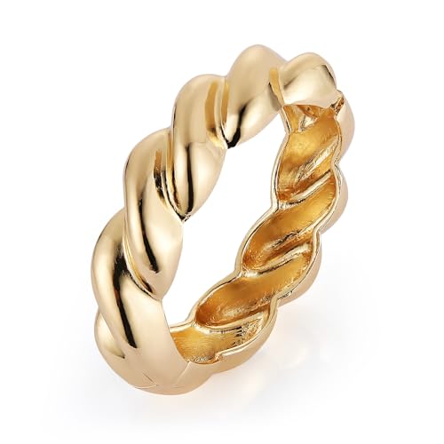 HZMAN Chunky Gold Cuff Bracelets for Women Thick Wide Bangle Bracelet Hammered Open Hinge Wrist Cuff Bracelet Jewelry Gift - color: 06.Twisted Shape Gold