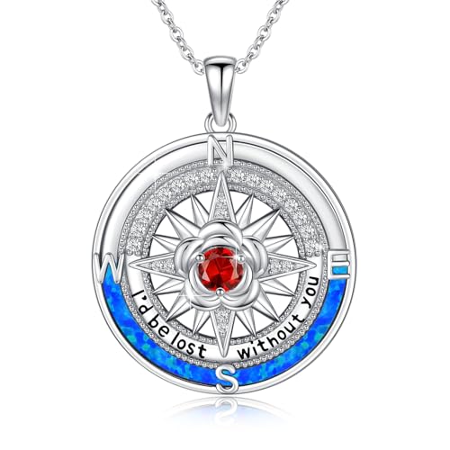 Compass Necklace Sterling Silver Nautical Graduation Gift | 925 Sterling Silver compass pendant with meaningful nautical design, jewelry for women, graduation and travel gift - color: Silver-17