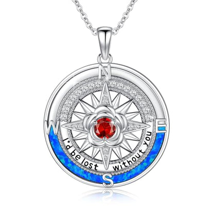 Compass Necklace Sterling Silver Nautical Graduation Gift | 925 Sterling Silver compass pendant with meaningful nautical design, jewelry for women, graduation and travel gift - color: Silver-17
