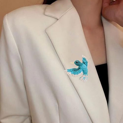 Cute and Fun Enamel Hummingbird Brooch for Women Dainty Unique Animal Bird Quirky Brooches Pin for Blazer Coat Dress Scarf Hat - color: Blue