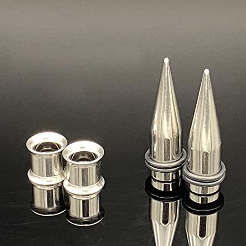 HEKEUOR 9MM Screw Fit Ear Gauges Taper Plug Tunnel Stretching Body Piercing Jewelry for Women Men - color: Silver