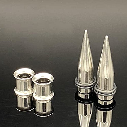 HEKEUOR 9MM Screw Fit Ear Gauges Taper Plug Tunnel Stretching Body Piercing Jewelry for Women Men - color: Silver