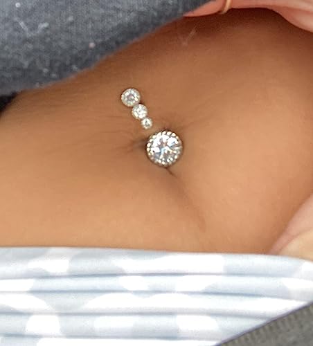MODRSA Gold Belly Button Ring Dangle Belly Rings Silver Pink Dangling Dangly Belly Button Piercing Hypoallergenic Surgical Steel Opal Butterfly Navel Rings for Women Cute Dainty Navel Jewelry - color: 11-4pcs- silver