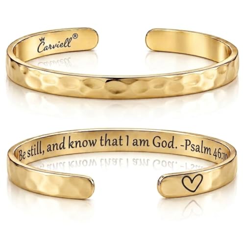 Bracelet - Gifts for Women – Inspirational, Friendships, Love, Mom, Daughters, Sisters, Christian, Graduations, Memorials & Wedding Gifts – 100+ Phrases – Stainless Steel, Gift Ready - color: CHRISTIAN Gift - Be still, and know that I am God – Psalm 46:10