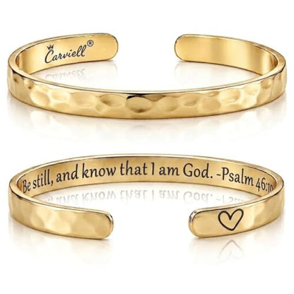 Bracelet - Gifts for Women – Inspirational, Friendships, Love, Mom, Daughters, Sisters, Christian, Graduations, Memorials & Wedding Gifts – 100+ Phrases – Stainless Steel, Gift Ready - color: CHRISTIAN Gift - Be still, and know that I am God – Psalm 46:10