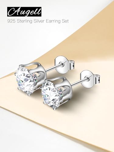 925 Sterling Silver Stud Earrings Set of 5 Pairs Hypoallergenic 18K Gold Cubic Zirconia Earrings for Women Men Sparkling Fancy Gift - color: Premium version - Platinum - 5 pairs
