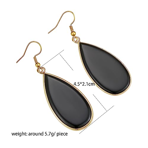 Boho Multiple Style Natural Stone Earrings for Women Unique Healing Gemstone Energy Hypoallergenic Lightweight Dangle Drop Earrings Multiple Styles Earrings Jewelry for Birthday Party Gift - style: Black Onyx Big Waterdrop