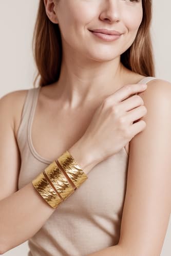 Touchstone Indian Bollywood Desire Brass Base Exotic Workmanship Free Size Cuff Bracelet in Antique Gold Or White Or Copper Tone for Women. - style: D159 Gold
