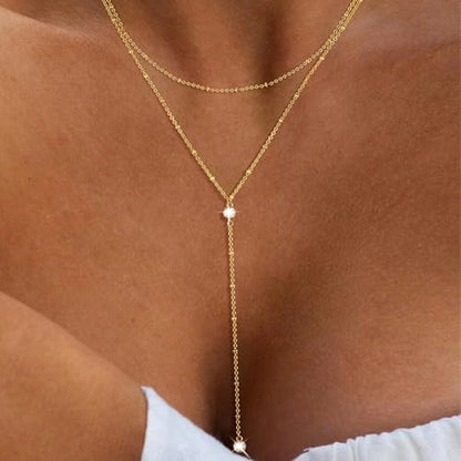Dcfywl731 Minimal Dainty Gold Plated Dangle Earrings Layered Bar Pendant Neckalce Gold Long Y-Necklace Gold Earrings and Necklaces Set Delicate Lariat Chain Jewelry for Women - color: K5