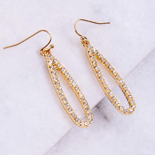 Simulated Diamond Teardrop Dangle Earrings for Women - Long Dangling CZ | Plated in Gold Tone or Silver Tone - color: 1.7" inch Teardrop - Gold