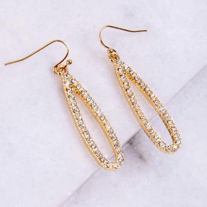 Simulated Diamond Teardrop Dangle Earrings for Women - Long Dangling CZ | Plated in Gold Tone or Silver Tone - color: 1.7" inch Teardrop - Gold