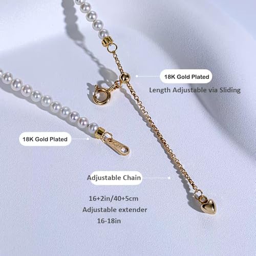 White Genuine Freshwater Cultured Pearl Necklace For Women And Men | Full Sizes from 3mm to 14mm Freshwater Pearls, AAA Grade & Above, A Love Gift Choice For Anniversaries And Birthdays - size: 3-4mm 16+2in