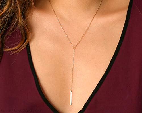 Dcfywl731 Minimal Dainty Gold Plated Dangle Earrings Layered Bar Pendant Neckalce Gold Long Y-Necklace Gold Earrings and Necklaces Set Delicate Lariat Chain Jewelry for Women - color: B2: sliver long necklaces