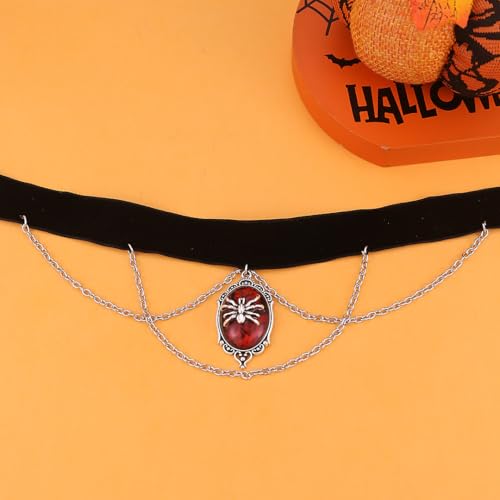 Todenb Gothic Choker Witch Necklace for Women Lace Vampire Collar Necklace Y2K Goth Black Zirconia Pendant Necklaces Halloween Dark Bridal Vampire Witch Party Jewelry Accessories - style: Style-A
