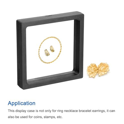 MECCANIXITY Floating Frame Display Holder Stand 3D Jewelry Display Box 4.33 x 4.33 x 0.79 Inch Black for Ring Necklace Bracelet Earring Pack of 2 - color: Black, size: 4.33 x 4.33 x 0.79 inch