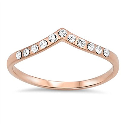 CHOOSE YOUR COLOR Sterling Silver Chevron Thumb Ring - color: Rose Gold-Tone CZ