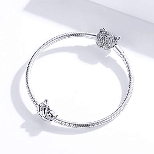 BISAER 925 Sterling Silver Charms for Bracelets Cat Dog Sloth Animal Beads Butterfly Fairy Heart Dangle Pendant Charms - color: Cute Sloth