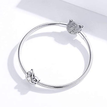 BISAER 925 Sterling Silver Charms for Bracelets Cat Dog Sloth Animal Beads Butterfly Fairy Heart Dangle Pendant Charms - color: Cute Sloth