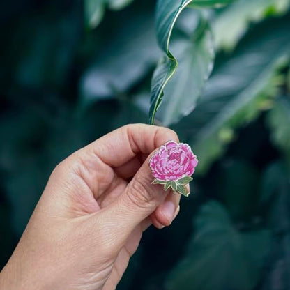 Enamel Flower Wedding Pin - Floral Brooch for Men & Women - Lapel Pin Favors - style: Peony
