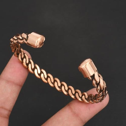 Pure Copper Cuff Bangle Bracelet 100% Solid, Raw & Uncoated Handmade Bracelets Jewelry Cuff Gift Bangle for Women & Men - color: Copper Cb-110
