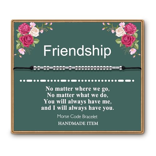 ASELFAD Morse Code Bracelets for Women, Funny Best Friend Birthday Gifts for Women Friendship Bracelets, Inspirational Jewelry, Teen Girl Gifts Trendy Stuff - style: Friendship
