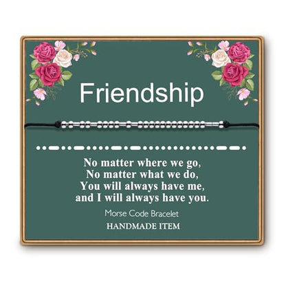ASELFAD Morse Code Bracelets for Women, Funny Best Friend Birthday Gifts for Women Friendship Bracelets, Inspirational Jewelry, Teen Girl Gifts Trendy Stuff - style: Friendship