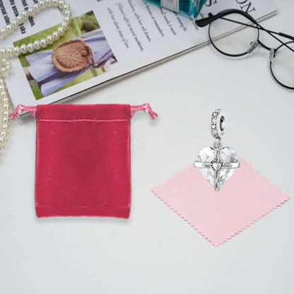 LNQOBU Birthstone Charm for Bracelets,925 Sterling Silve Heart Dangle Charms for Pandora Bracelets - color: D-April