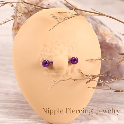 AROWRO Nipple Piercing Jewelry G23 Titanium Nipple Rings Tongue Rings Nipple Bar 14G Internally Threaded Straight Barbells Bridge Piercing Jewelry 12mm-20mm - color: Purple