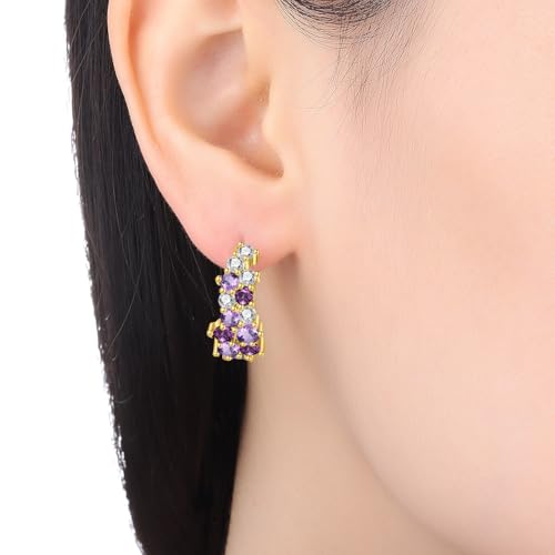 Floral Hoop Earrings 925 Sterling Silver with 14K Gold Plating – Lightweight CZ Flower Hoops | Hypoallergenic Jewelry for Women | Gift Box + Polishing Cloth - color: 21mm gold earrings