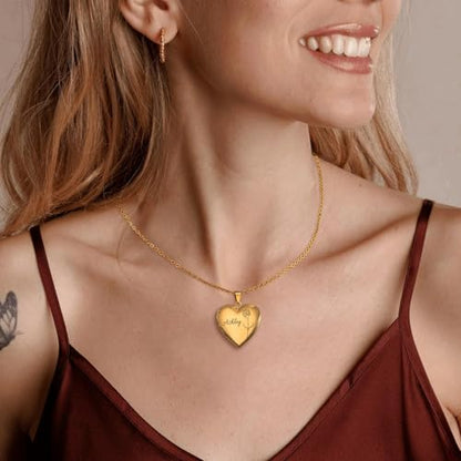 Personalized Heart Locket Necklace Customize Photo 925 Sterling Silver Picture Locket Necklace for Women Girls kids Engraved Birth Flower and Text Birthday Christmas Gifts for Women Girls Kids - color: Heart Silver