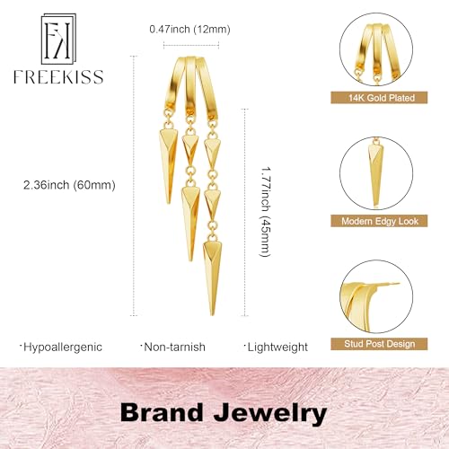 Freekiss Pearl Earrings for Women Trendy: Flat Back Stud Earrings 14K Gold Plated/925 Sterling Silver Freshwater Pearl Dangle Earrings Cute Bow Earrings Wedding Jewelry Birthday Gifts for Women Girls - style: Minimalist Long Drop-GD