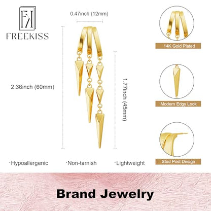 Freekiss Pearl Earrings for Women Trendy: Flat Back Stud Earrings 14K Gold Plated/925 Sterling Silver Freshwater Pearl Dangle Earrings Cute Bow Earrings Wedding Jewelry Birthday Gifts for Women Girls - style: Minimalist Long Drop-GD