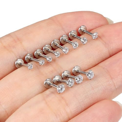 20G 18G 16G Cubic Zirconia Nose Rings Studs 316L Surgical Steel Hypoallergenic Nose Piercings Jewelry for Women Men CZ 2mm-3mm 24 Pcs - color: 1-A:16G-Silver-6mm