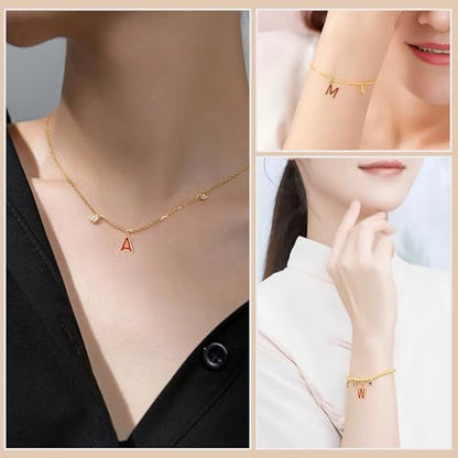 18K Gold Filled A-Z Alphabet Letters Charms,26Pcs Initial A-Z Alphabet Charms,Bracelet Necklace Earrings Charms for DIY Jewelry Making - color: Red